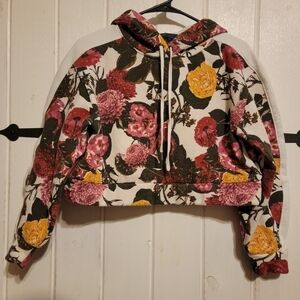 Rachael Ray Womens Sweatshirt Cropped Floral Multi Color Pullover Size Medium